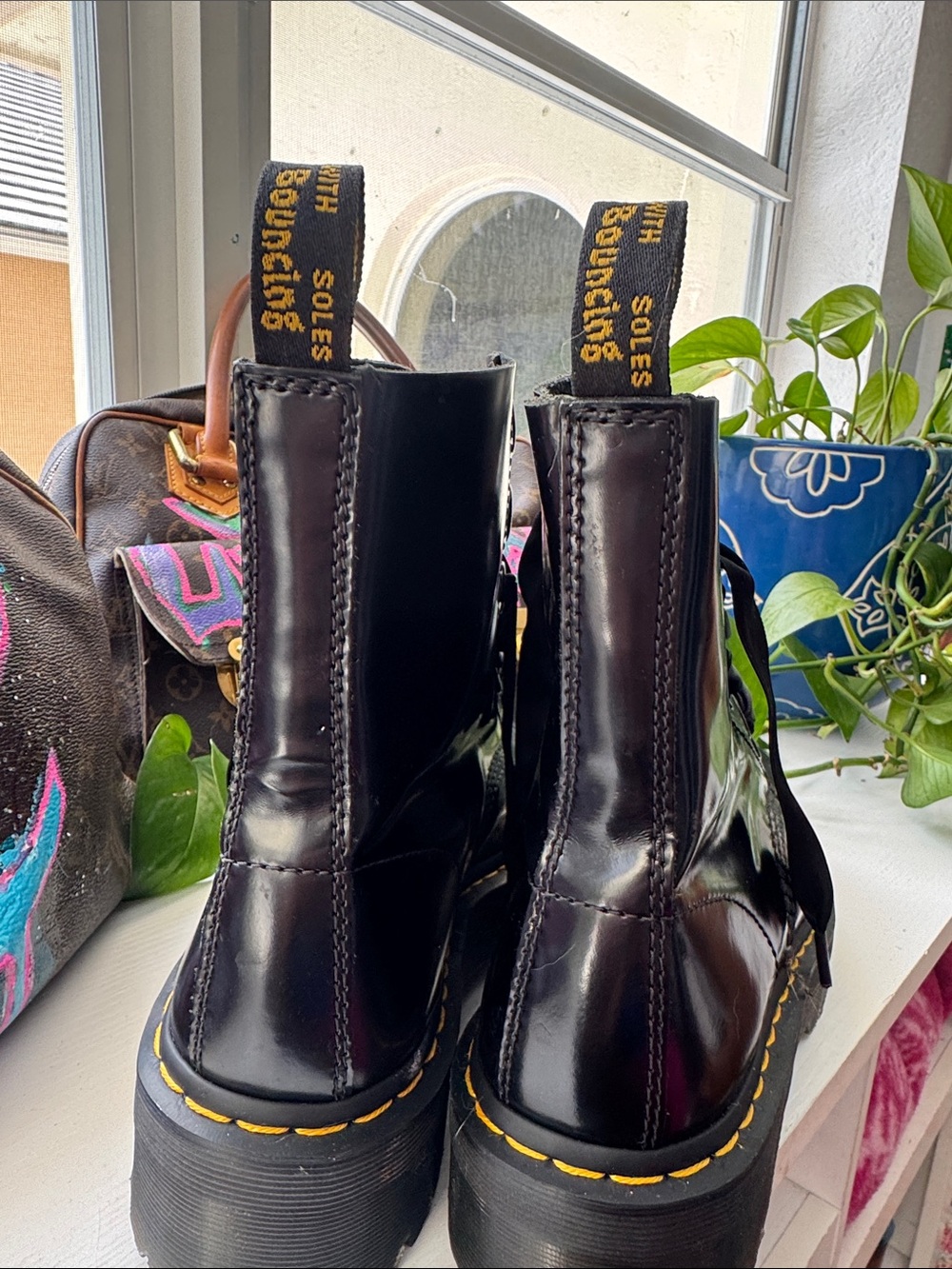 Dr. Martens Black Leather Platform Ankle Boots - Picture 4 of 6